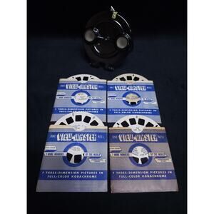 Vintage Rare Sawyer's View-Master Model B Black stereoscope w/5 Reels 1950s Lot